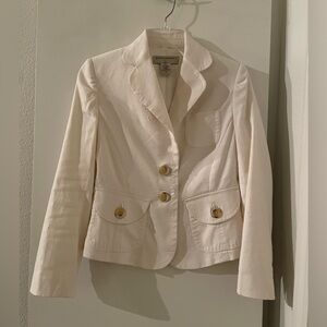 4P Linen/Cotton Blazer Ivory White Banana Republic Lined NWOT New
